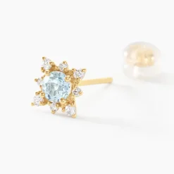 Boucles D'oreilles Puces Astrithr Or Jaune Topaze Oxyde De Zirconium