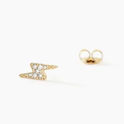Boucles D'oreilles Puces Aurore Acier Doré Cristal