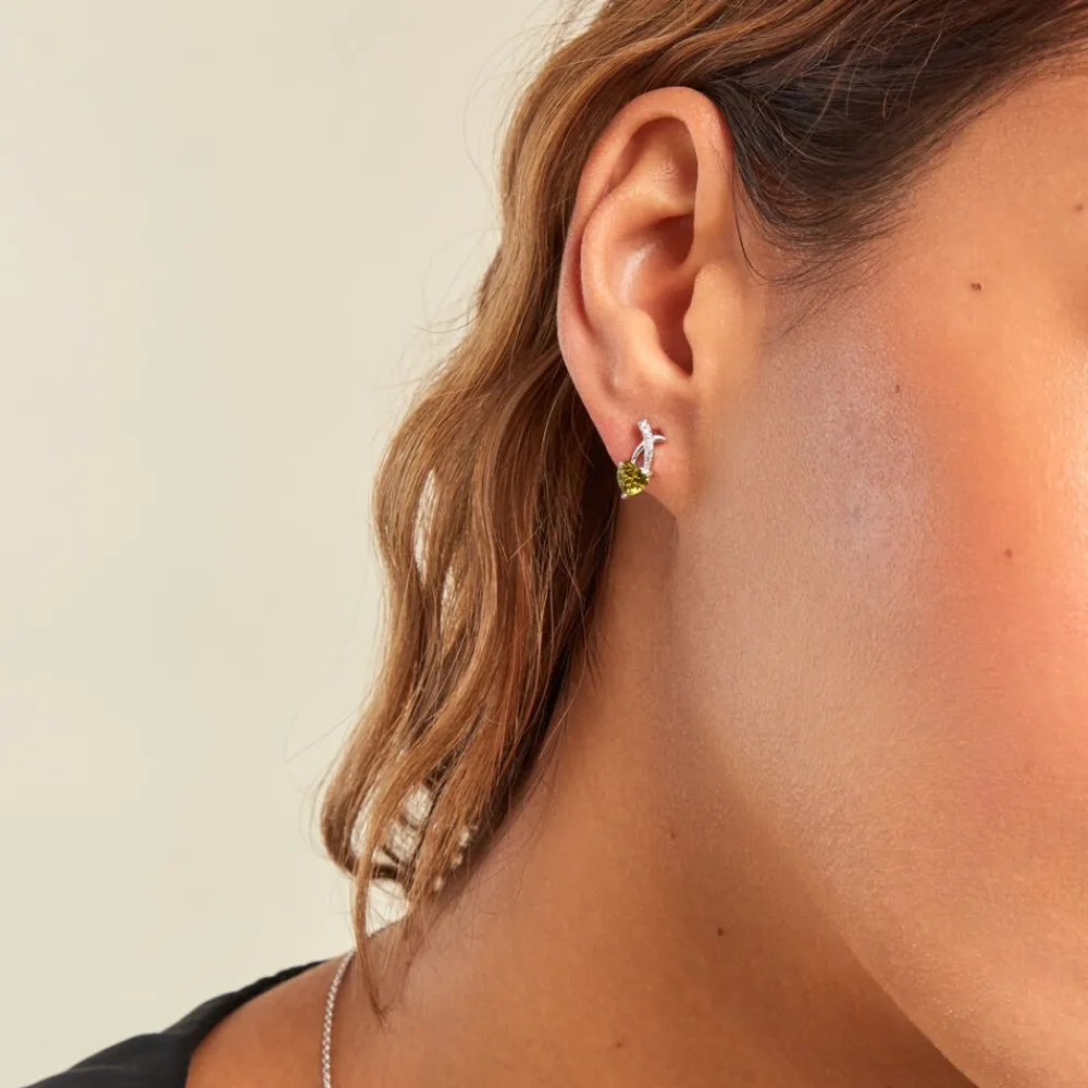 Boucles D'oreilles Puces Avalon Argent Blanc Oxyde De Zirconium|Marc Orian Sale