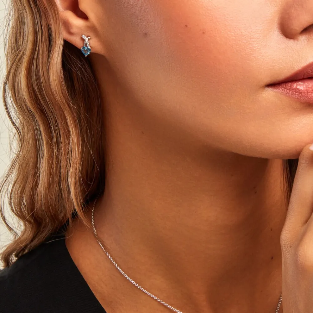 Boucles D'oreilles Puces Avalon Argent Blanc Oxyde De Zirconium|Marc Orian Clearance