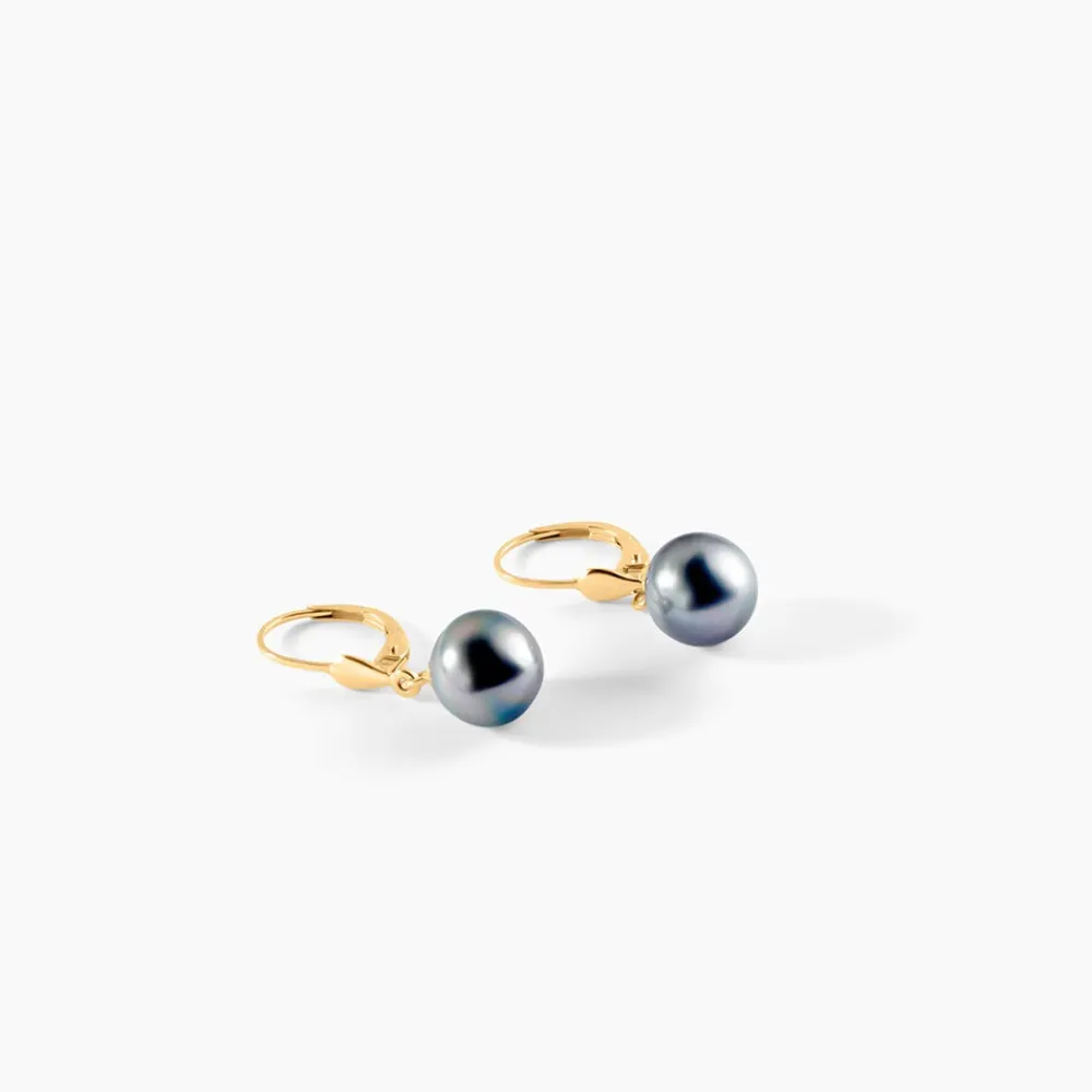 Boucles D'oreilles Puces Baroque Dormeuse Or Jaune Perle De Tahiti|Marc Orian New
