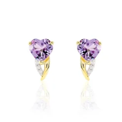 Boucles D'oreilles Puces Bertille Or Jaune Amethyste Et Oxyde|Marc Orian Clearance