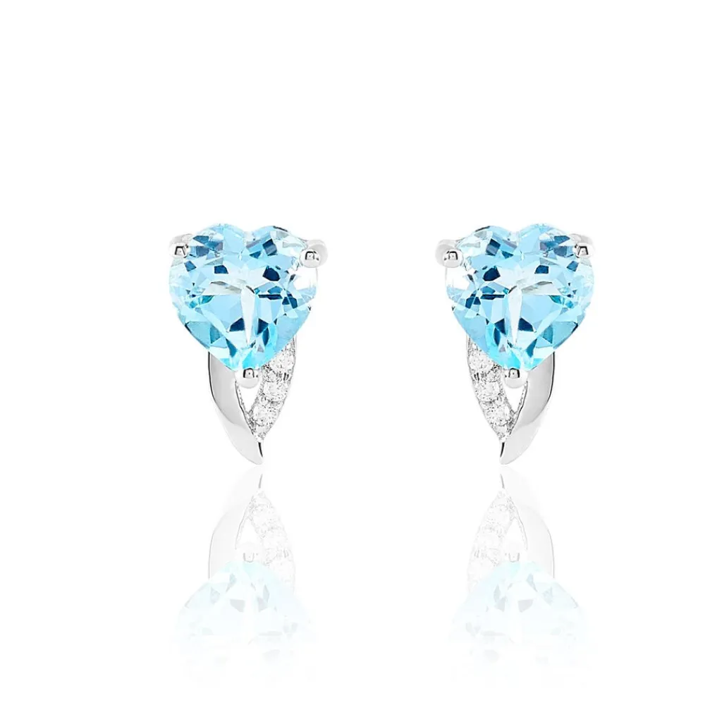 Boucles D'oreilles Puces Bertille Or Blanc Topaze Et Oxyde|Marc Orian Outlet
