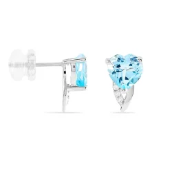 Boucles D'oreilles Puces Bertille Or Blanc Topaze Et Oxyde|Marc Orian Outlet