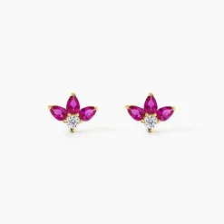 Boucles D'Oreilles Puces Blanid Or Jaune Oxyde De Zirconium|Marc Orian New