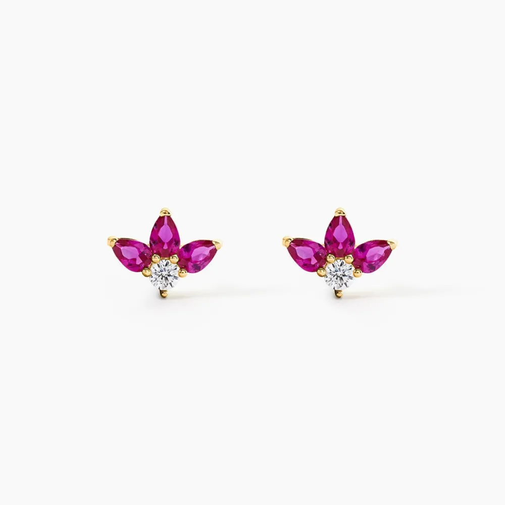 Boucles D'Oreilles Puces Blanid Or Jaune Oxyde De Zirconium|Marc Orian New