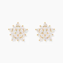 Boucles D'oreilles Puces Bleuenn Plaqué Or Jaune Oxyde De Zirconium|Marc Orian New