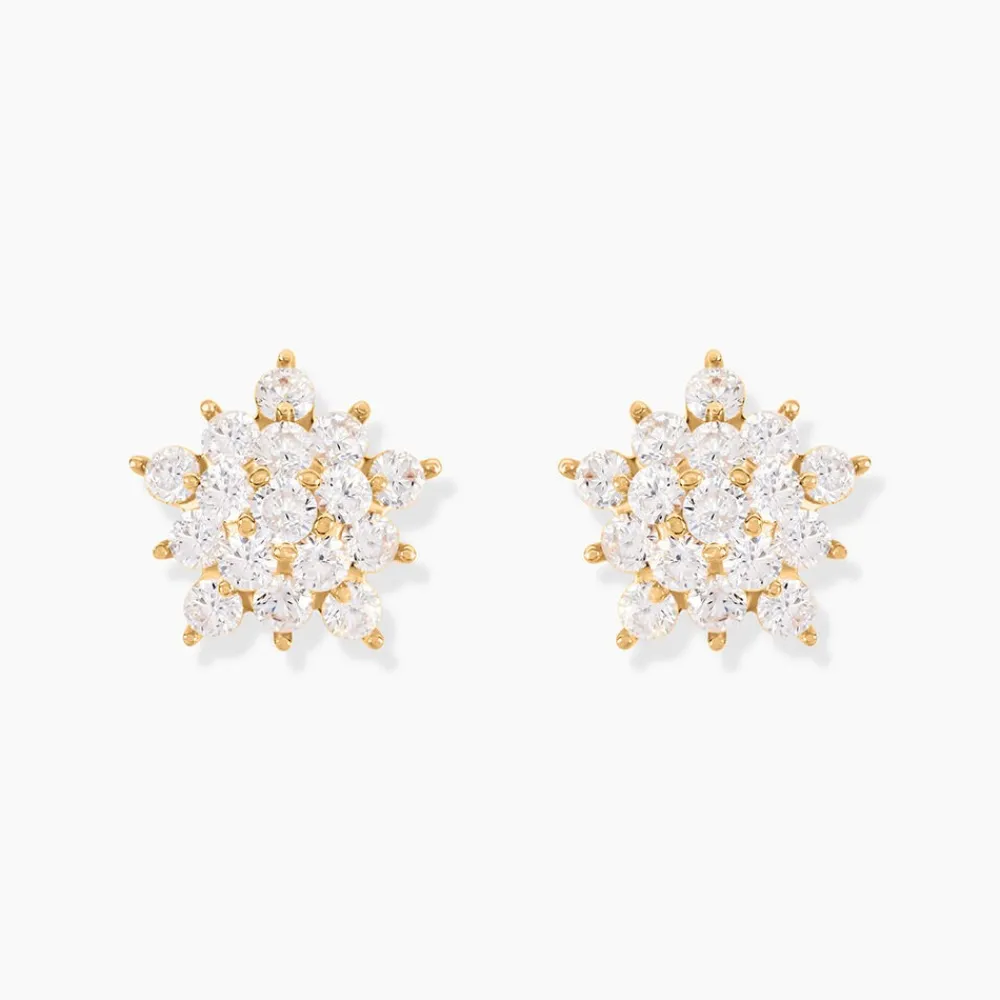 Boucles D'oreilles Puces Bleuenn Plaqué Or Jaune Oxyde De Zirconium|Marc Orian New