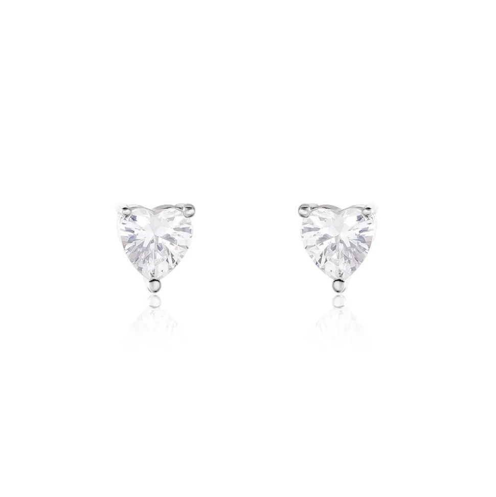 Boucles D'oreilles Puces Breana Argent Blanc Oxyde De Zirconium