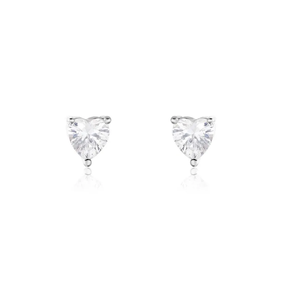 Boucles D'oreilles Puces Breana Argent Blanc Oxyde De Zirconium