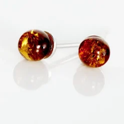 Boucles D'oreilles Puces Brunhild Argent Blanc Ambre|Marc Orian New