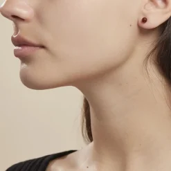 Boucles D'oreilles Puces Brunhild Argent Blanc Ambre|Marc Orian New