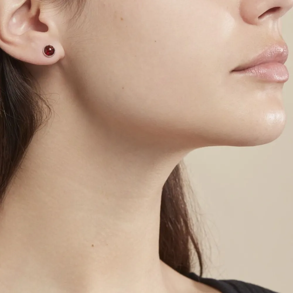 Boucles D'oreilles Puces Brunhild Argent Blanc Ambre|Marc Orian Hot
