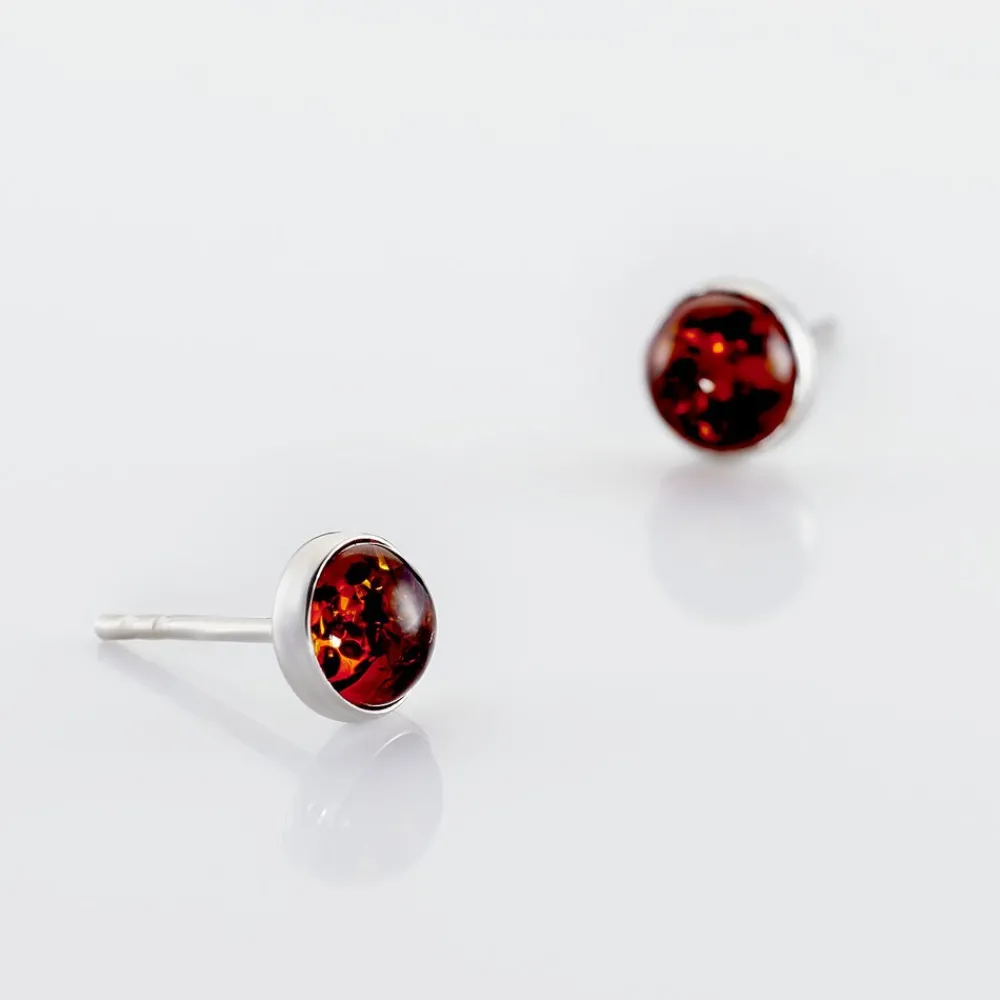 Boucles D'oreilles Puces Brunhild Argent Blanc Ambre|Marc Orian Hot