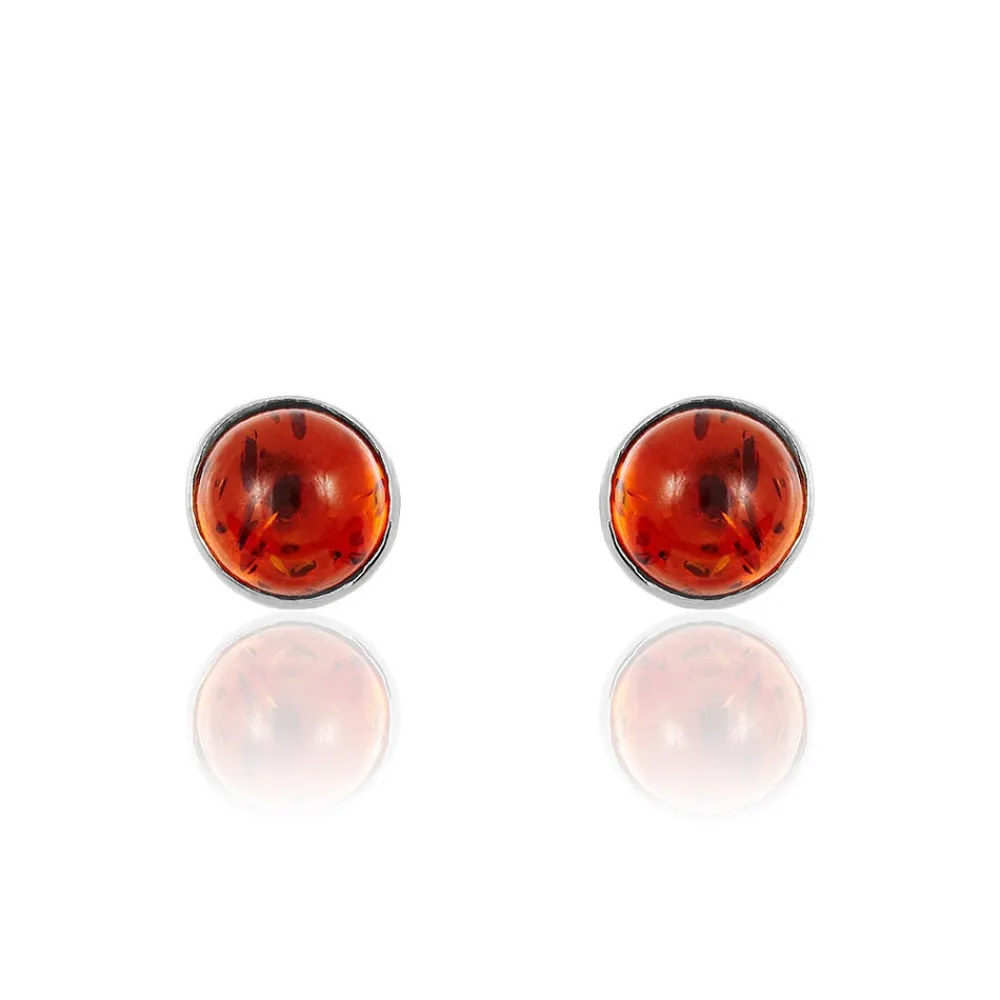 Boucles D'oreilles Puces Brunhild Argent Blanc Ambre|Marc Orian Hot