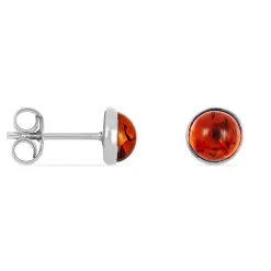 Boucles D'oreilles Puces Brunhild Argent Blanc Ambre|Marc Orian Hot