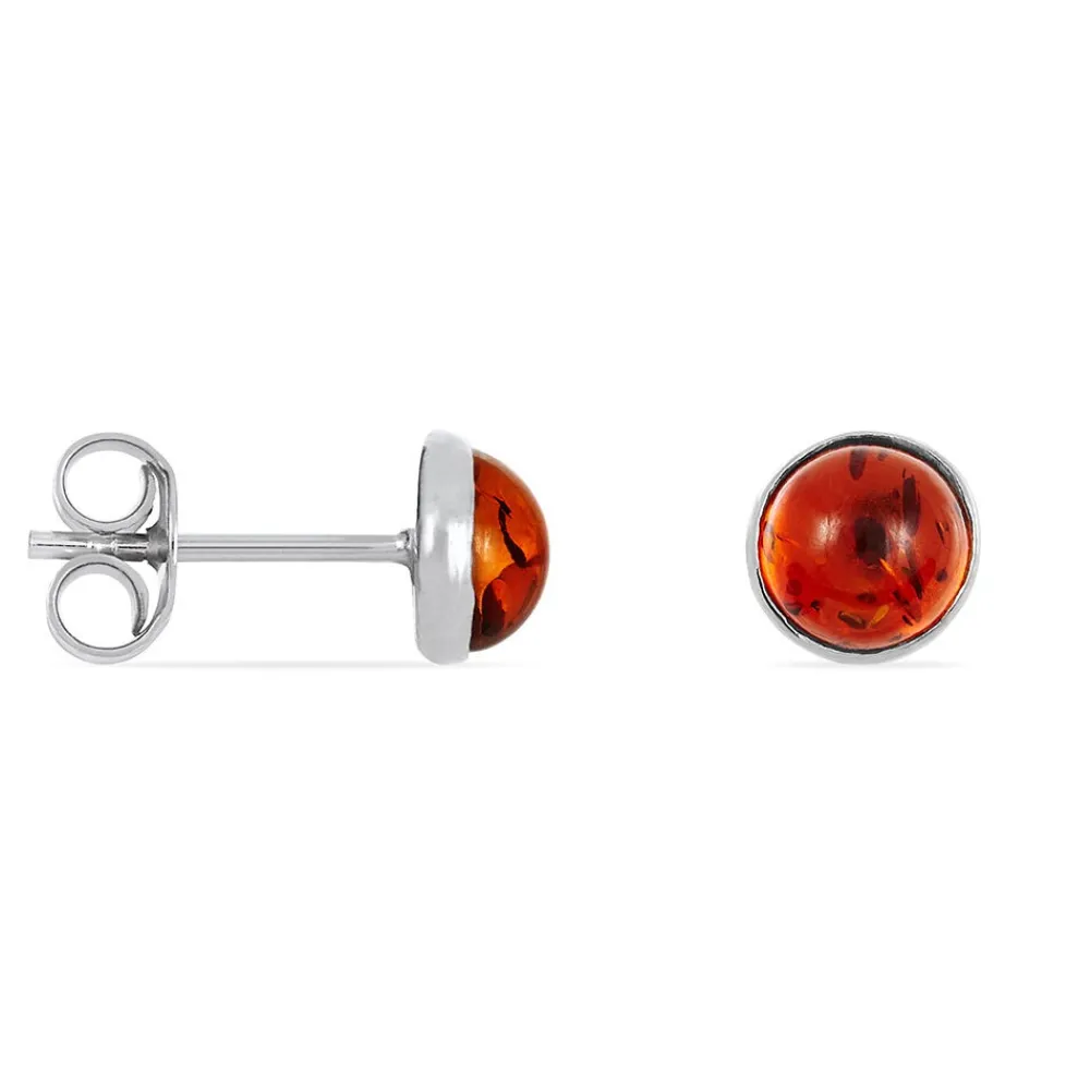 Boucles D'oreilles Puces Brunhild Argent Blanc Ambre|Marc Orian Hot