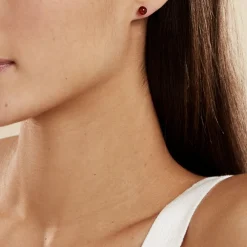 Boucles D'oreilles Puces Brunhild Argent Blanc Ambre|Marc Orian New