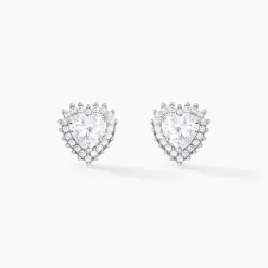 Boucles D'oreilles Puces Calvi Argent Blanc Oxyde De Zirconium