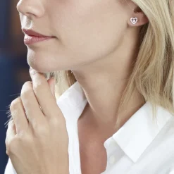Boucles D'oreilles Puces Carren Argent Blanc Oxyde De Zirconium