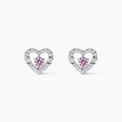 Boucles D'oreilles Puces Carren Argent Blanc Oxyde De Zirconium