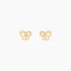 Boucles D'oreilles Puces Cathy Fleur Or Jaune Oxyde De Zirconium