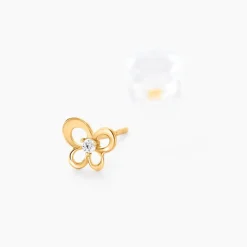 Boucles D'oreilles Puces Cathy Fleur Or Jaune Oxyde De Zirconium