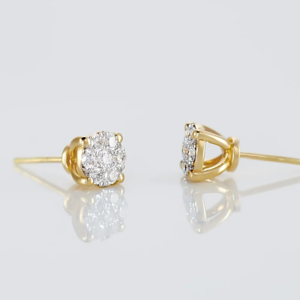 Boucles D'oreilles Puces Charlene Or Jaune Diamant Synthetique|Marc Orian New