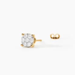 Boucles D'oreilles Puces Charlene Or Jaune Diamant Synthetique|Marc Orian New