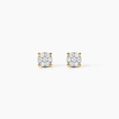 Boucles D'oreilles Puces Charlene Or Jaune Diamant Synthetique|Marc Orian New