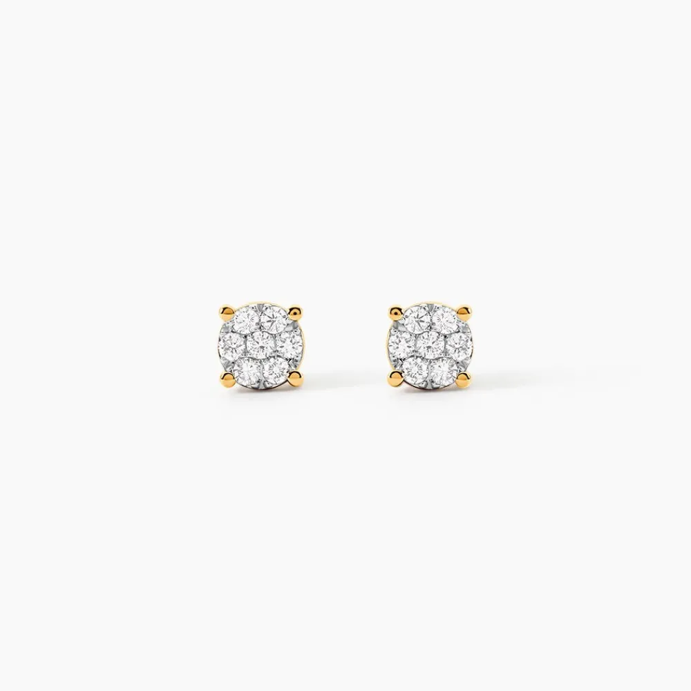 Boucles D'oreilles Puces Charlene Or Jaune Diamant Synthetique|Marc Orian New