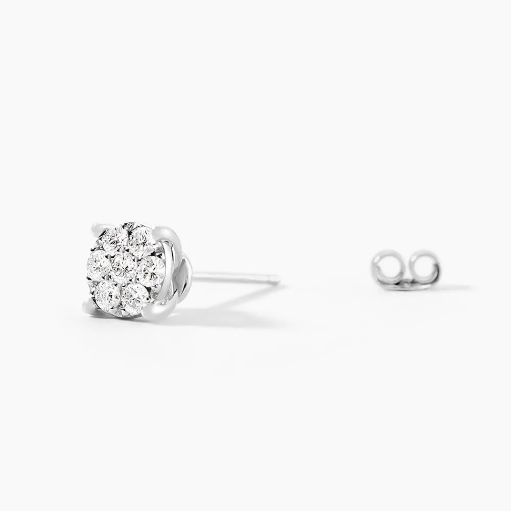 Boucles D'oreilles Puces Charlene Or Blanc Diamant Synthetique|Marc Orian
