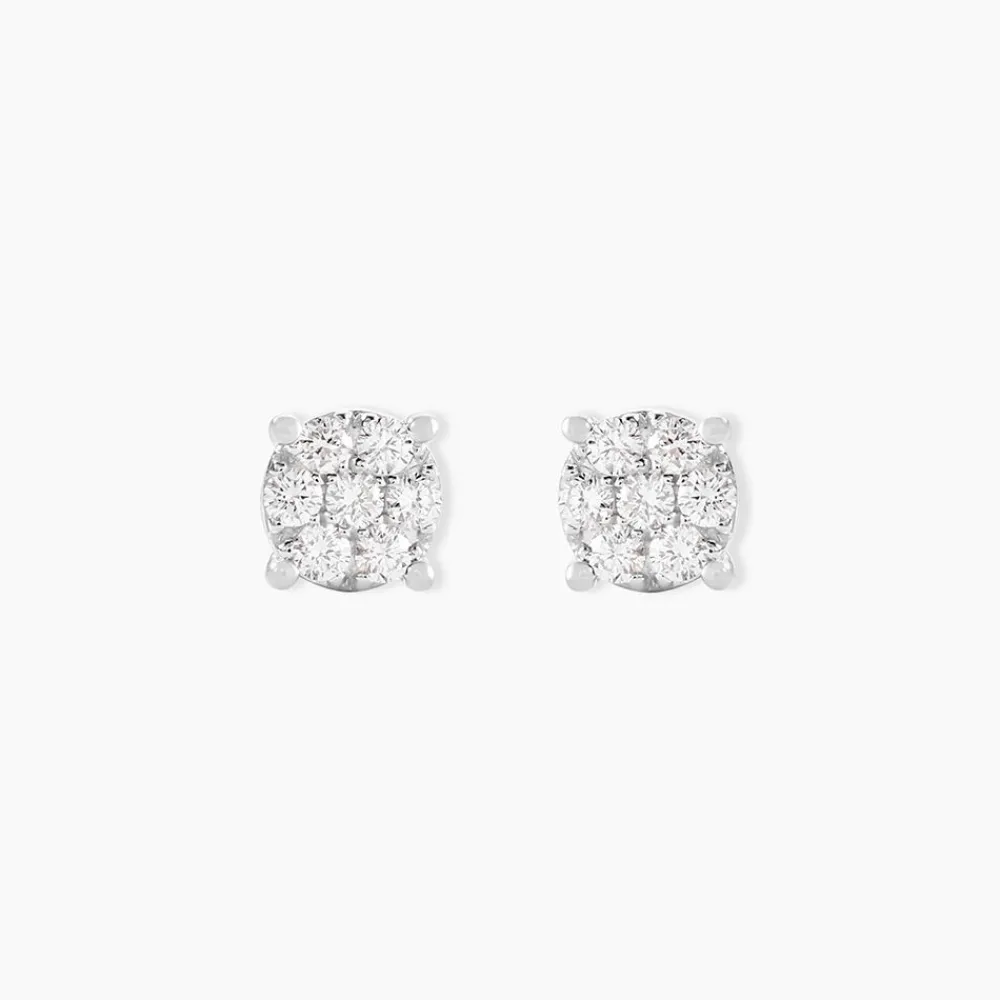 Boucles D'oreilles Puces Charlene Or Blanc Diamant Synthetique|Marc Orian
