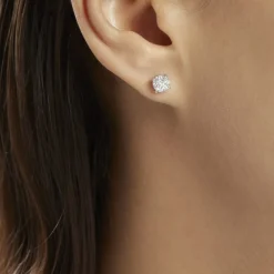 Boucles D'oreilles Puces Charlene Or Blanc Diamant Synthetique|Marc Orian