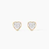 Boucles D'oreilles Puces Coeur Serti Clos Or Jaune Oxyde De Zirconium|Marc Orian Discount