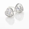 Boucles D'oreilles Puces Coeur Serti Clos Or Blanc Oxyde De Zirconium|Marc Orian Discount