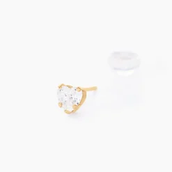 Boucles D'oreilles Puces Daria Coeur Or Jaune Oxyde