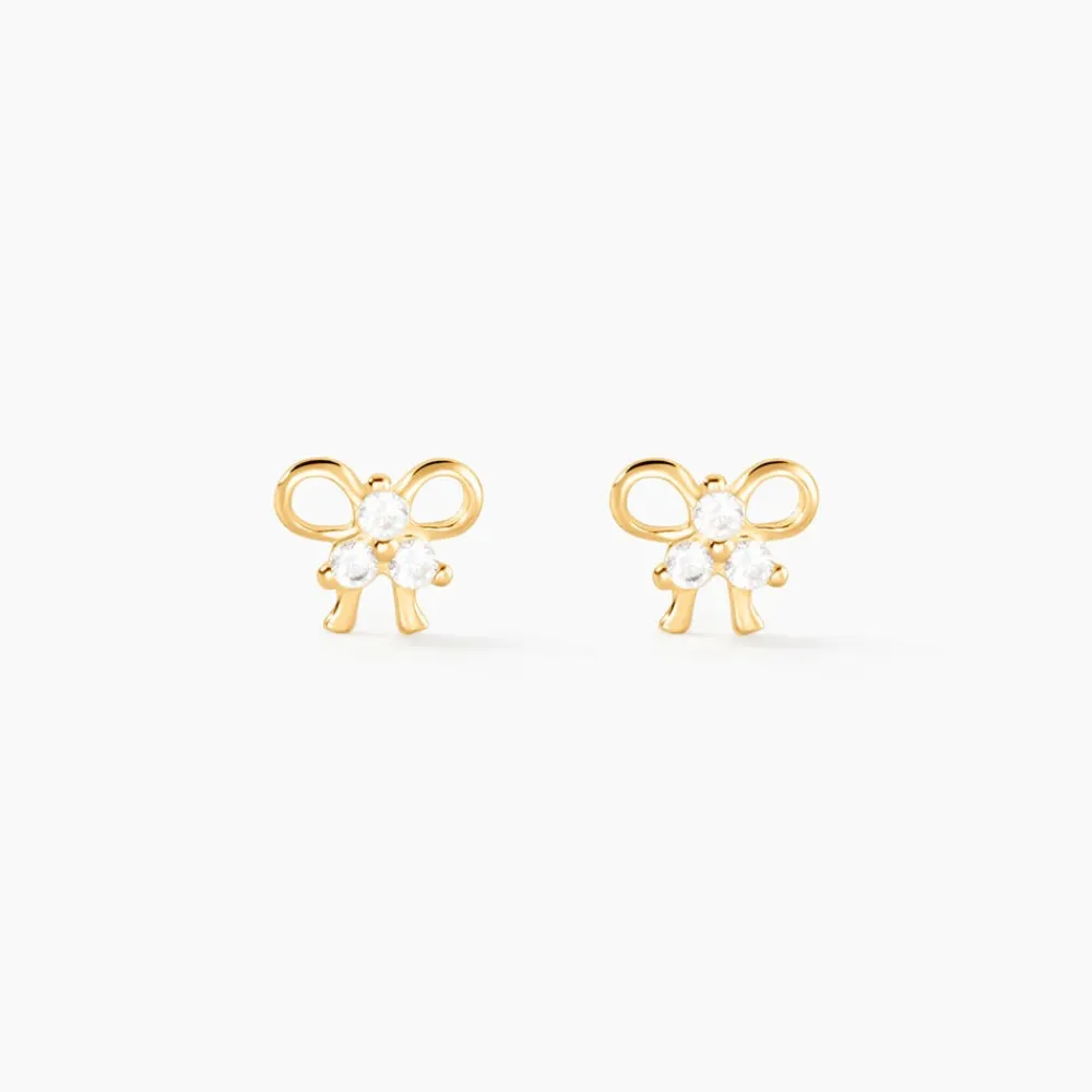 Boucles D'oreilles Puces Darina Noeud Or Jaune Oxyde De Zirconium|Marc Orian Discount