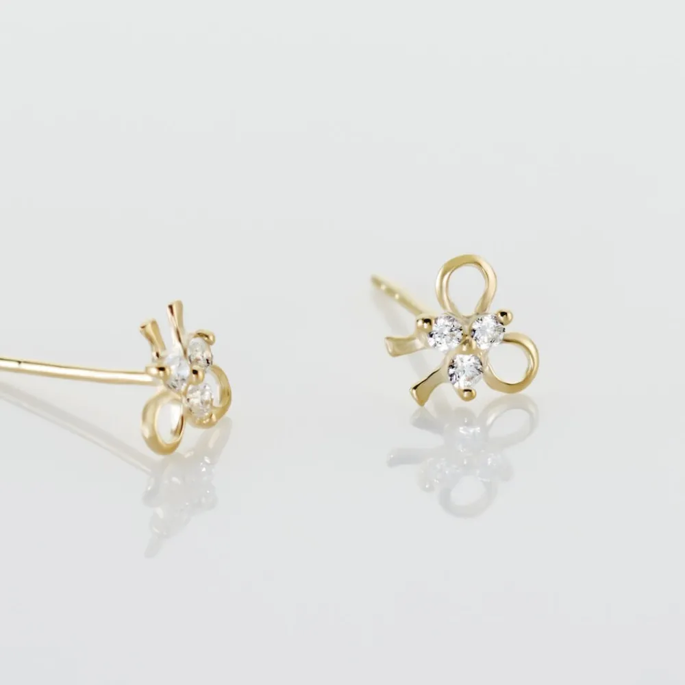 Boucles D'oreilles Puces Darina Noeud Or Jaune Oxyde De Zirconium|Marc Orian Discount