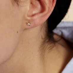 Boucles D'oreilles Puces Darina Noeud Or Jaune Oxyde De Zirconium|Marc Orian Discount