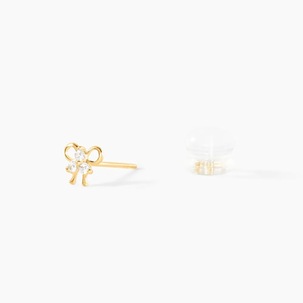 Boucles D'oreilles Puces Darina Noeud Or Jaune Oxyde De Zirconium|Marc Orian Discount