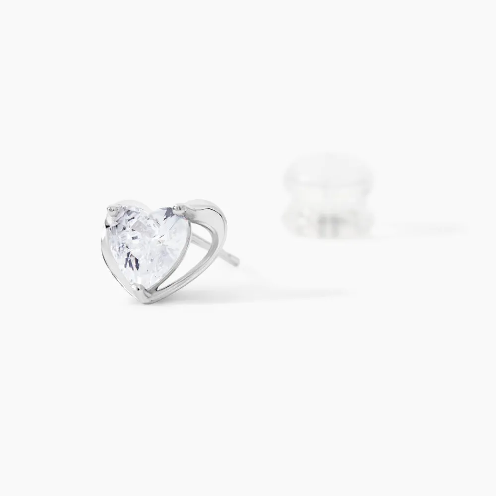 Boucles D'oreilles Puces Daria Coeur Plein De Zirconium|Marc Orian Outlet