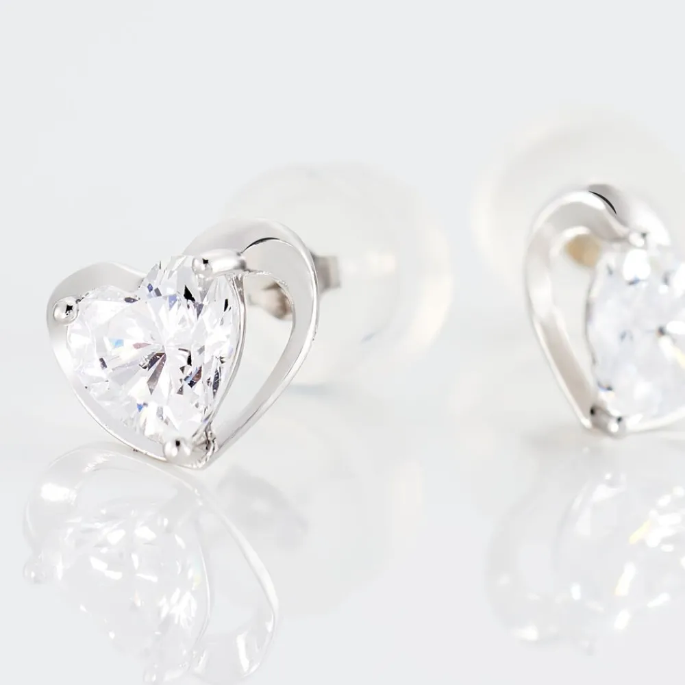 Boucles D'oreilles Puces Daria Coeur Plein De Zirconium|Marc Orian Outlet