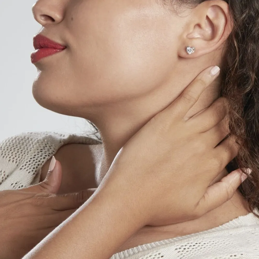 Boucles D'oreilles Puces Daria Coeur Plein De Zirconium|Marc Orian Outlet