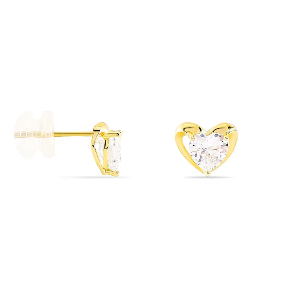 Boucles D'oreilles Puces Daria Coeur Plein De Zirconium|Marc Orian Sale