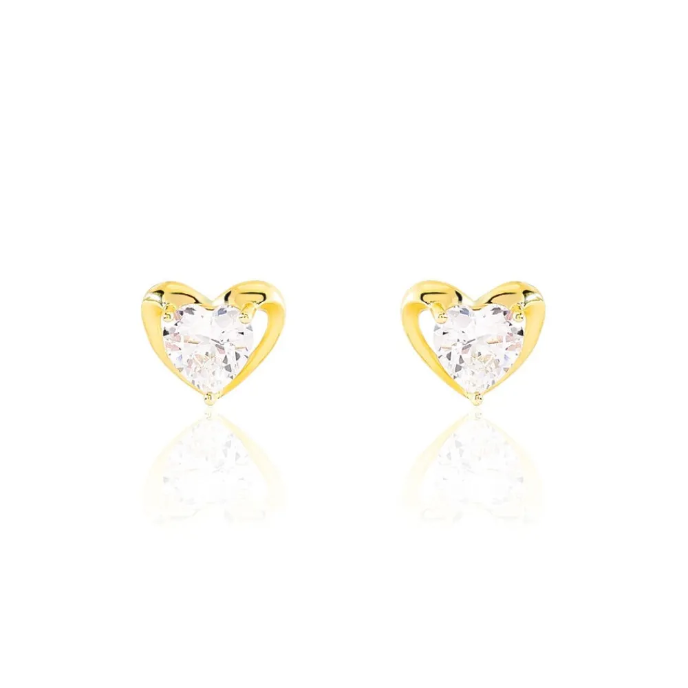Boucles D'oreilles Puces Daria Coeur Plein De Zirconium|Marc Orian Sale