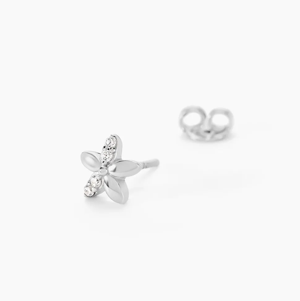 Boucles D'oreilles Puces Darline Argent Blanc Oxyde De Zirconium