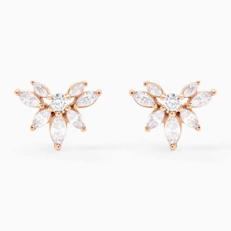 Boucles D'oreilles Puces Davena Argent Rose Oxyde De Zirconium