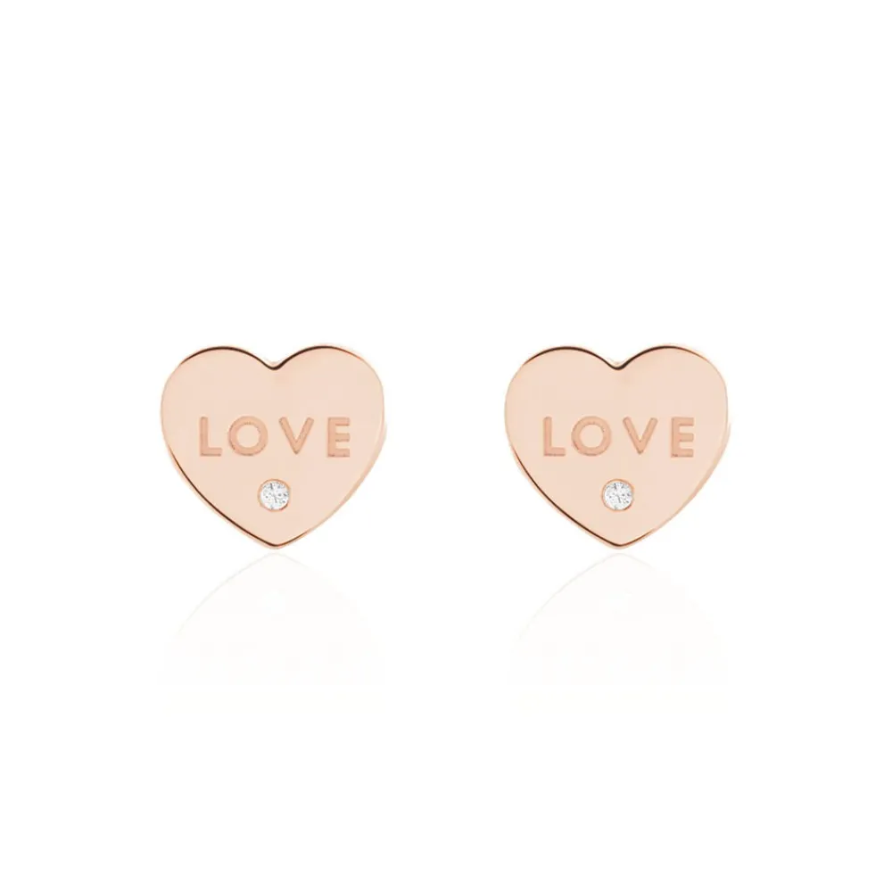 Boucles D'oreilles Puces Deven Argent Rose Oxyde De Zirconium|Marc Orian Outlet