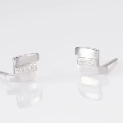 Boucles D'oreilles Puces Dolene Or Blanc Diamant